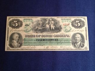 1872 $5 Revenue Bond Scrip State Of South Carolina photo