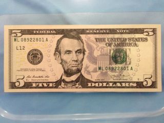 Usa 2013 $5 Banknote (1 Piece) - Unc - San Francisco photo