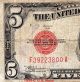 1928 - C Five Dollar United States Note - Red Seal Small Size Notes photo 1