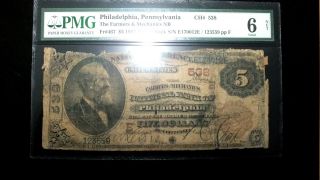 Rare 1882 $5 The Farmers And Mechanics Nb 