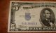 Yellow Seal Series 1934 A $5 Us Silver Certificate Small Size Notes photo 2