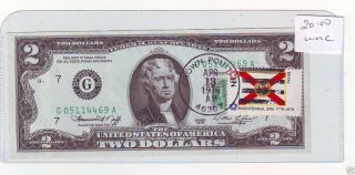 United States 1976 Two Dollar Crisp $2.  00 With Bicentennial Stamp Uncirculated photo