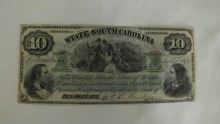 1873 $10 The State Of South Carolina Note photo