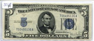 1934 D 5 Dollar Silver Certificate - Stunning - Au - Choice 9 photo