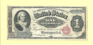 1886 $1 Martha Washington Silver Dollar Note Friedberg 215 Fancy Back Sharp photo