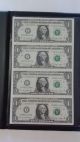 2009 Uncut Sheet Of 4 $1 Bills Paper Currency Bankers Vault Portfolio Certified Small Size Notes photo 3
