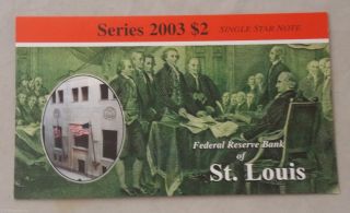 2003 $2.  Star Replacement Note H 00006186 Frb St Louis - Uncirculated photo