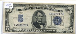 1934 $5 Dollar Silver Certificate - Stunning - Xf - Au 14 photo