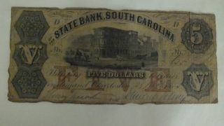 $5 D Of The Bank Of The State Of South Carolina 1853 photo