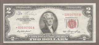 1953 - $2.  00 Red Seal Low 3 Digit S 02030700 Star Note photo