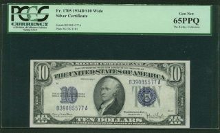 1934 - D $10 Silver Certificate Banknote Fr - 1705 Wide,  Pcgs Certified Gem Cu 65ppq photo