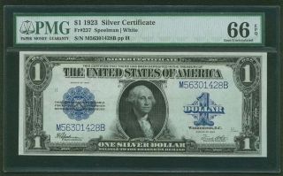 1923 $1 Silver Certificate Banknote Fr237 Gem Uncirculated Certified Pmg - Cu66epq photo