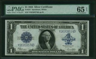 1923 $1 Silver Certificate Banknote Fr237 Gem Uncirculated Certified Pmg - Cu65epq photo