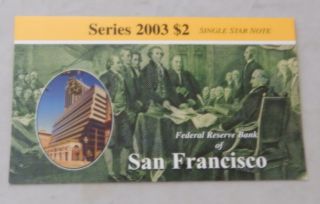 2003 $2.  Star Replacement Note L 00004048 Frb San Francisco - Uncirculated photo