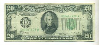 1934 $20 Star Note Bill Cleveland Ohio Federal Reserve photo