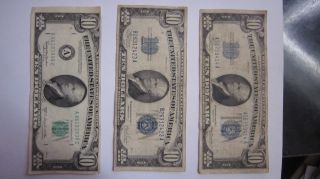 (2) 1934 $10 Silver Certificates Blue Seal And 1 Rare 1950 $10 Reserve Note photo