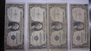 (4) $1 1935 Blue Seal Silver Certificates All Are Shifted Errors photo