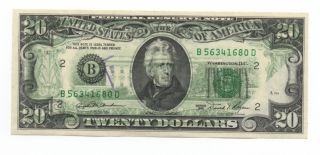 $20 1981 Federal Reserve Error Note - 90 % Wet Ink Transfer - Rare photo