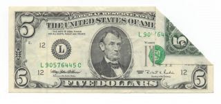 $5 1995 Federal Reserve Error Note - Printed Fold - Rare photo