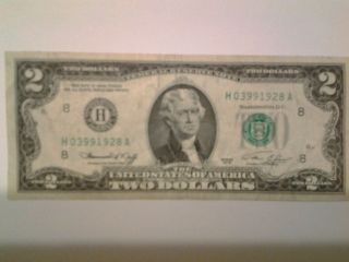 1976 United States Treasury $2 Dollar Bill 82 photo