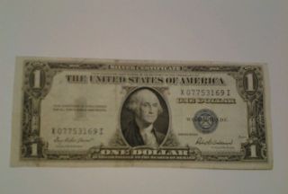 1935f $1 Dollar Bill Us Currency Blue Seal 79 photo