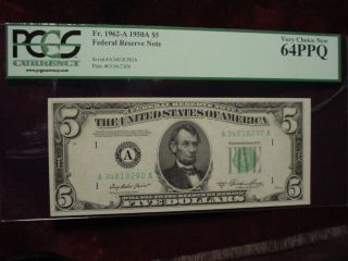 1950a $5 Frn,  Boston Fr - 1962 - A,  Pcgs,  Very Choice 64 Ppq photo
