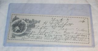 Old / Antique 1906 Bank Check With Native American / Indian On Horseback photo