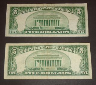 Two 1934 D $5 _silver Certificate _circulated _fine _ (see Scans) photo
