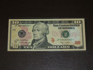 2009 $10 Jf Star Note Gem Unc photo