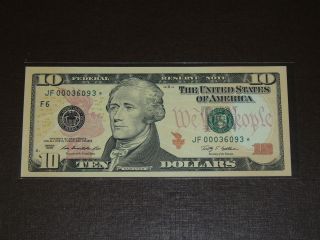 2009 $10 Jf Star Note Low Gem Unc photo