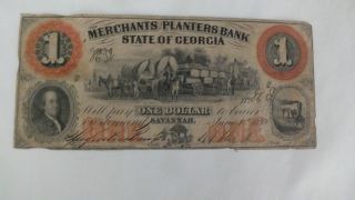 1859 $1 Merchants & Planters Bank Of Savannah,  Georgia W/ Covered Wagons photo