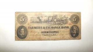 Scarce South Carolina - Farmers ' & Exchange Bank $5 Obsolete photo