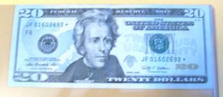 $20 Dollar Bill 2009 Series Jf Atlanta Jf 01602692 Fed.  Res Star Note photo