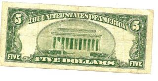 United States Of America Rare $5 Dollar Bill 1934 D Series,  Paper Money photo