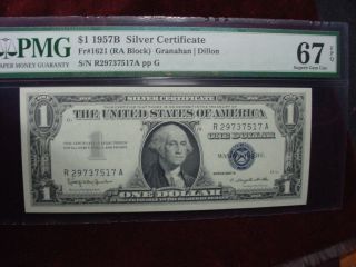 1957b $1 Silver Certificate Fr - 1621 Pmg Suberp Gem Uncirculated 67 Epq photo