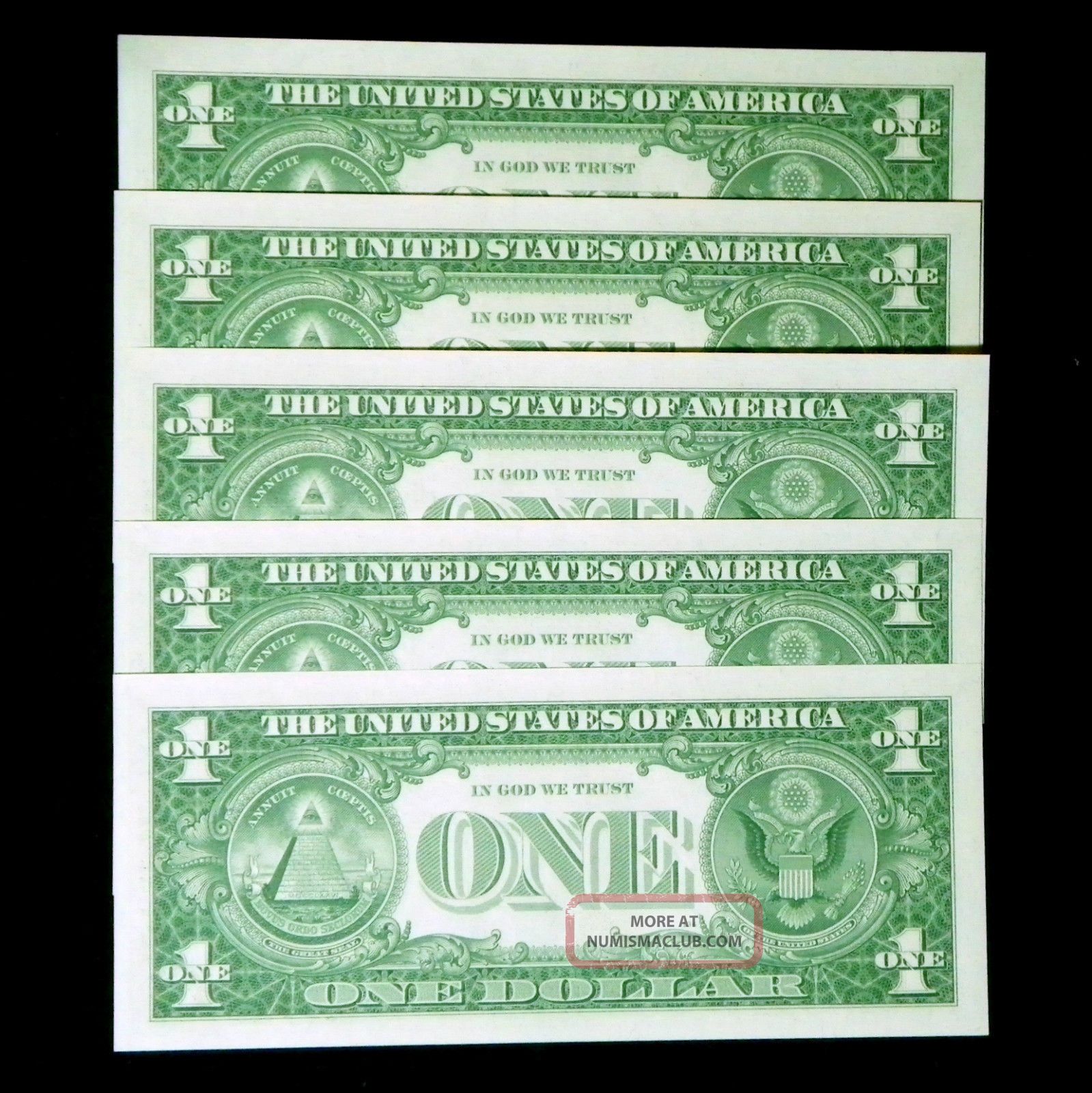 Star Consecutive (5) 1957 $1 One Dollar Silver Certificates