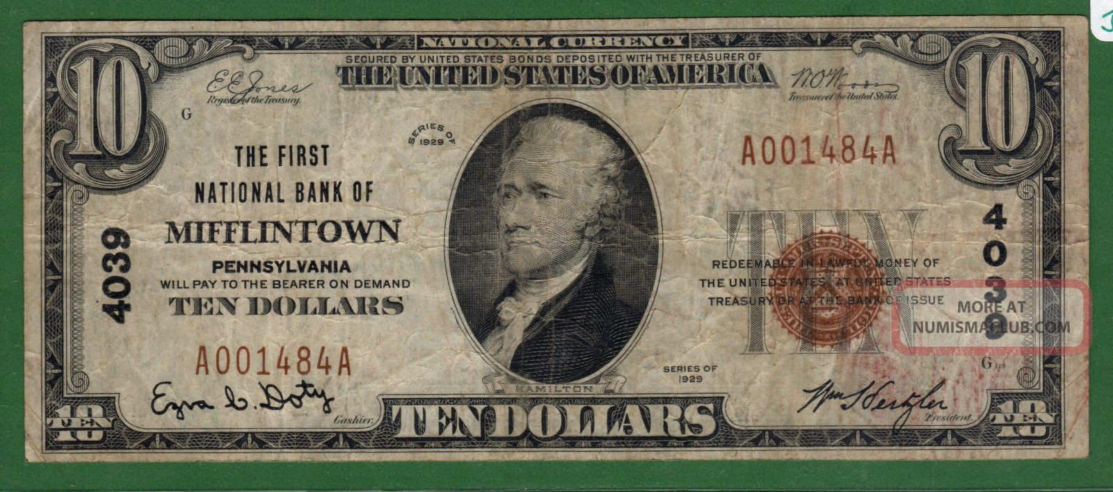 Mifflintown 10 The First National Bank Of Mifflintown Pa Ch 4039