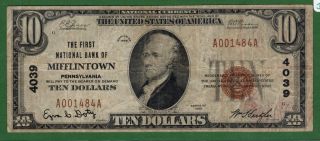 {mifflintown} $10 The First National Bank Of Mifflintown Pa Ch 4039 photo