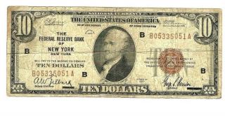 Rare 1929 Series $10 U.  S.  Federal Reserve Note,  Red Seal Currency Bill photo