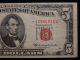 1953 B Star $5 Five Dollar United States Paper Note Circulated Small Size Notes photo 3