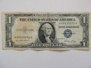 1935e One Dollar Silver Certificate H Series Blue Seal Note photo