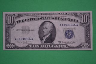 One 1953 B Uncirculated $10.  00 Silver Certificate photo