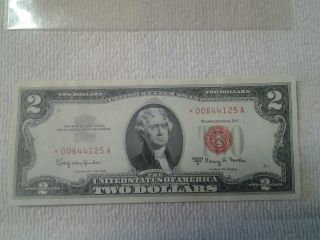 Uncirculated Star 1963a $2 Us Note Red Seal 00644125 A photo