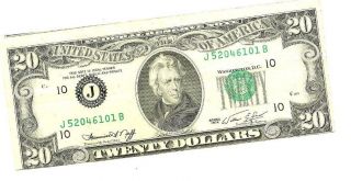 United States Of America 1974 $20 Dollar Bill Rare Misscut Cut Wrong Error photo