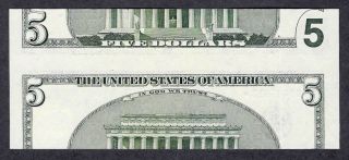 Unc,  2003 $5 Chicago Star Note 2 Different Serial Numbers,  False Cutting Error photo