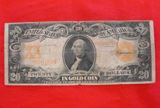 1906 $20 Gold Certificate Washington Teehee Burke 1186 Twenty Dollar Note Vg/f photo