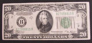 1934b $20 Dollar Frn In Gem Circulated Serial B27958815b photo