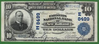 {new Holland} $10 02pb The Farmers National Bank Of Holland Pa Ch E8499 Vf photo
