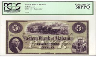 Eastern Bank Of Alabama $5 - Eufala,  Alabama - Pcgs Grade Choice 58 Ppq photo