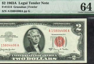 Fr 1514 $2 1963 A Legal Tender Note Pmg Choice Uncirculated 64 More 4 X photo